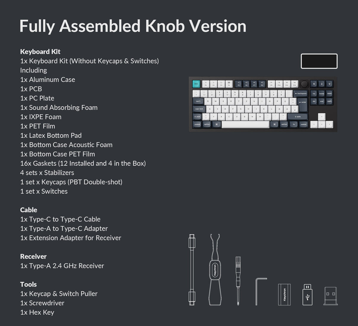 Package list of Keychron Q3 Max ISO 80% Layout Wireless Custom Keyboard
