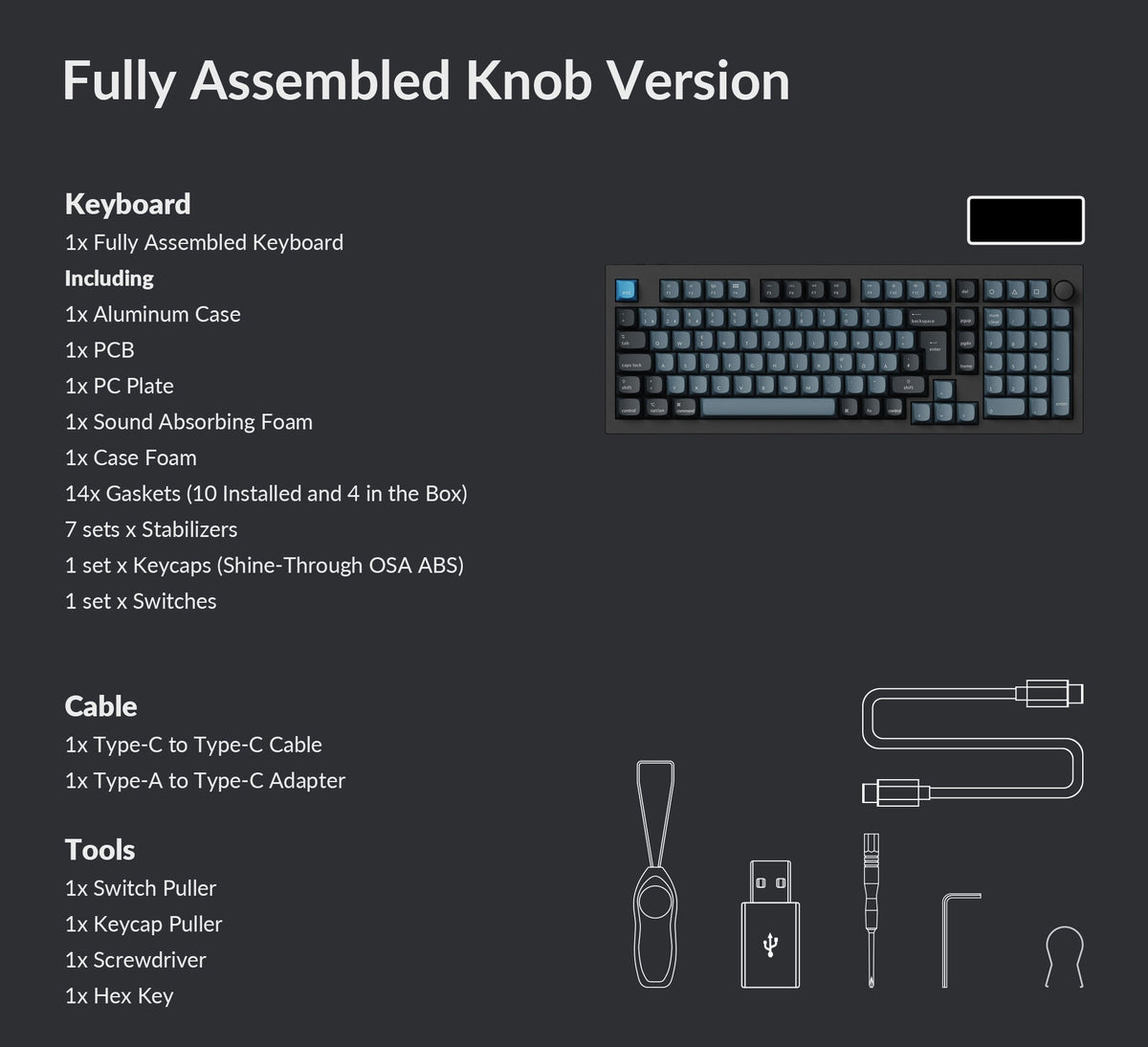 Package list of Keychron Q5 Pro 96% ISO Layout Custom Mechanical Keyboard
