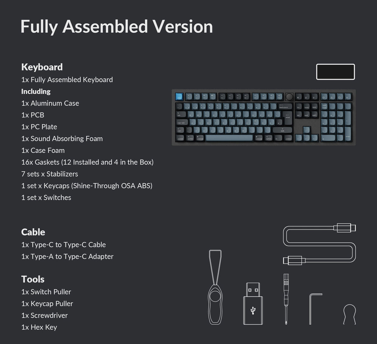 Package list of Keychron Q6 Pro 100% ISO Layout Custom Mechanical Keyboard