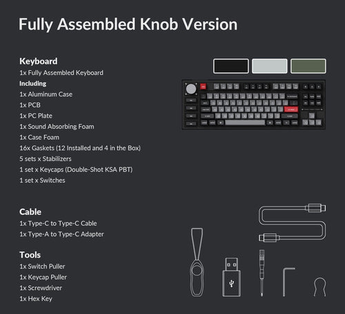 Package list of Keychron Q5 Pro QMK/VIA 96% Layout Wireless Custom Mechanical Keyboard