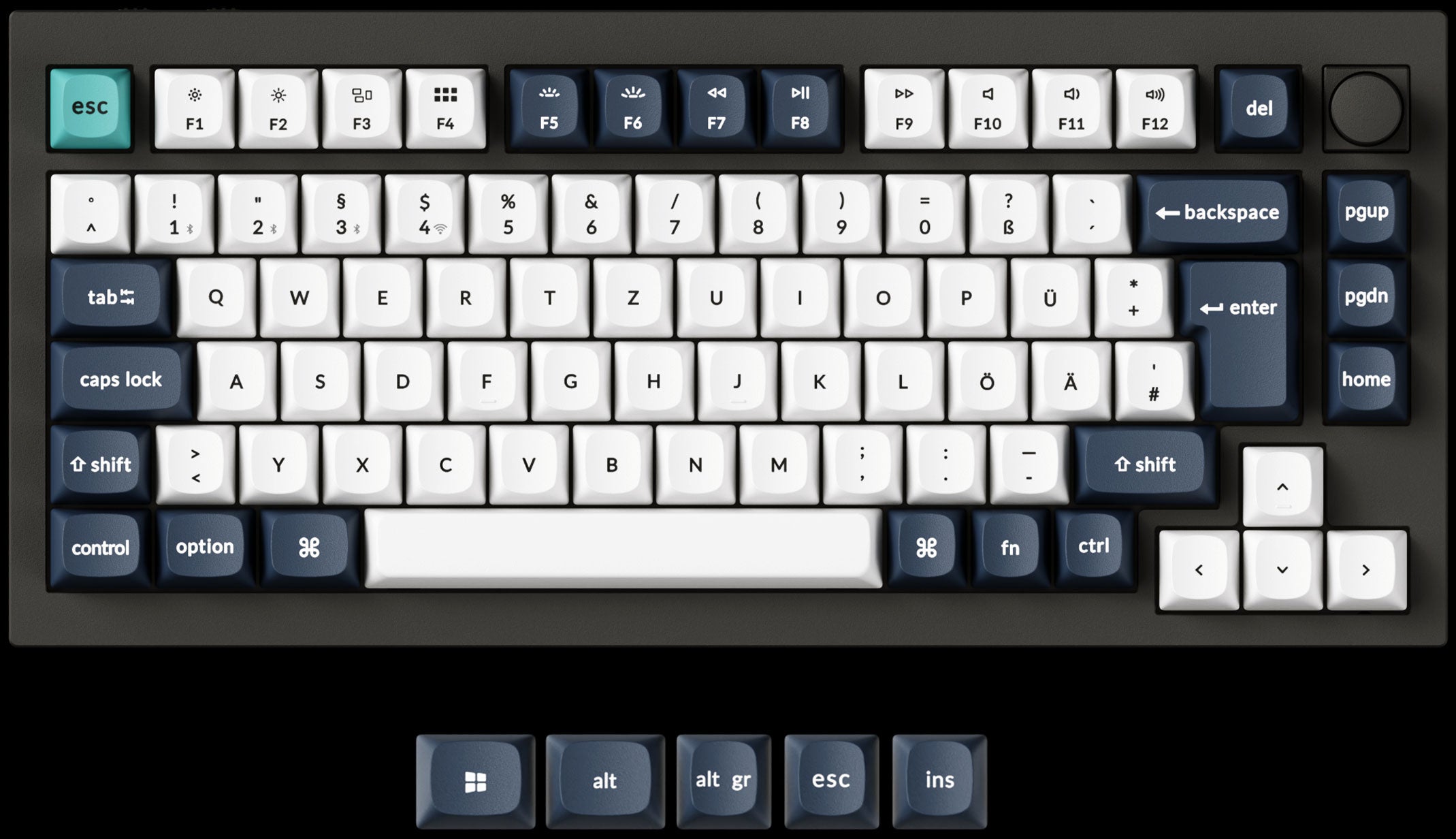 German DE-ISO Layout of Keychron Q1 Max ISO 75% Layout Wireless Custom Keyboard