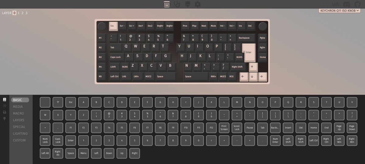 Program Q11 ISO 75% Layout with QMK & VIA