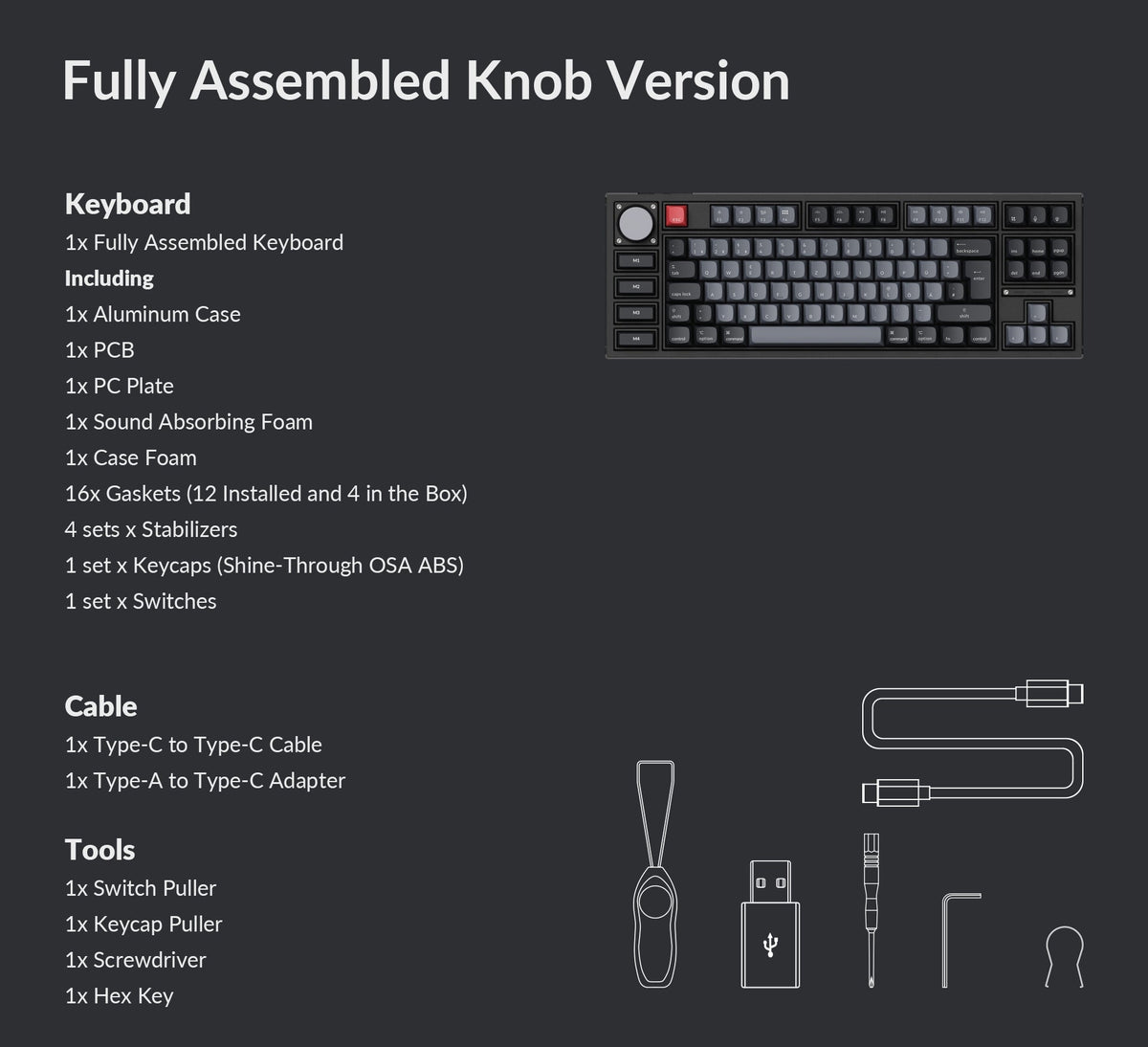 Package list of Keychron Q3 Pro ISO 80% Layout Wireless Custom Keyboard