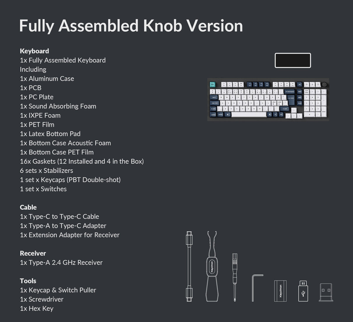 Package list of Keychron Q5 Max 96% Layout QMK/VIA Custom Keyboard ISO Layout