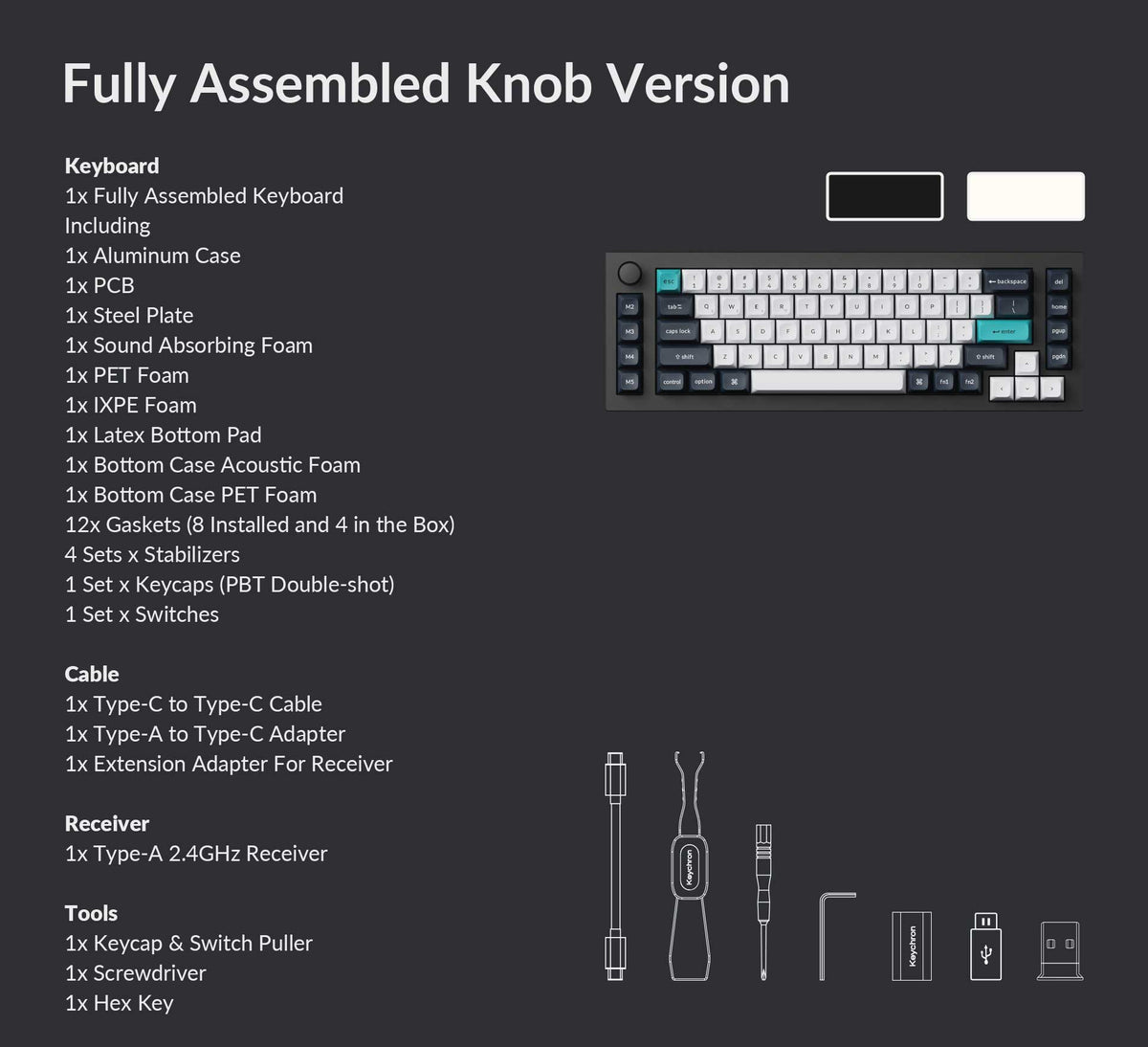 Pack list of Keychron Q65 Max Custom Mechanical Keyboard