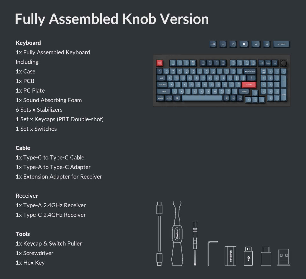 Pack list of Keychron V5 Max Custom Mechanical Keyboard