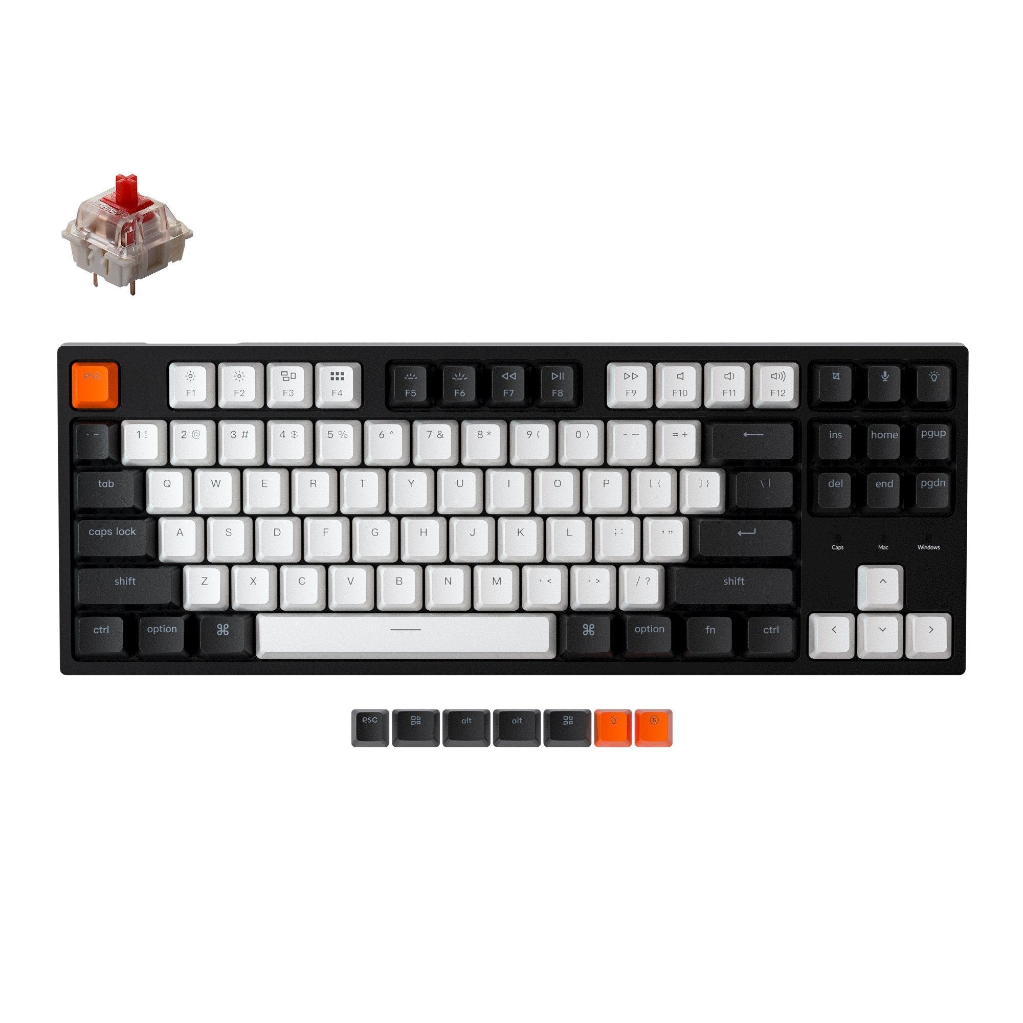 Keychron C1 Wired Mechanical Keyboard (US ANSI Layout) White Backlight / Gateron G Pro Mechanical / Red