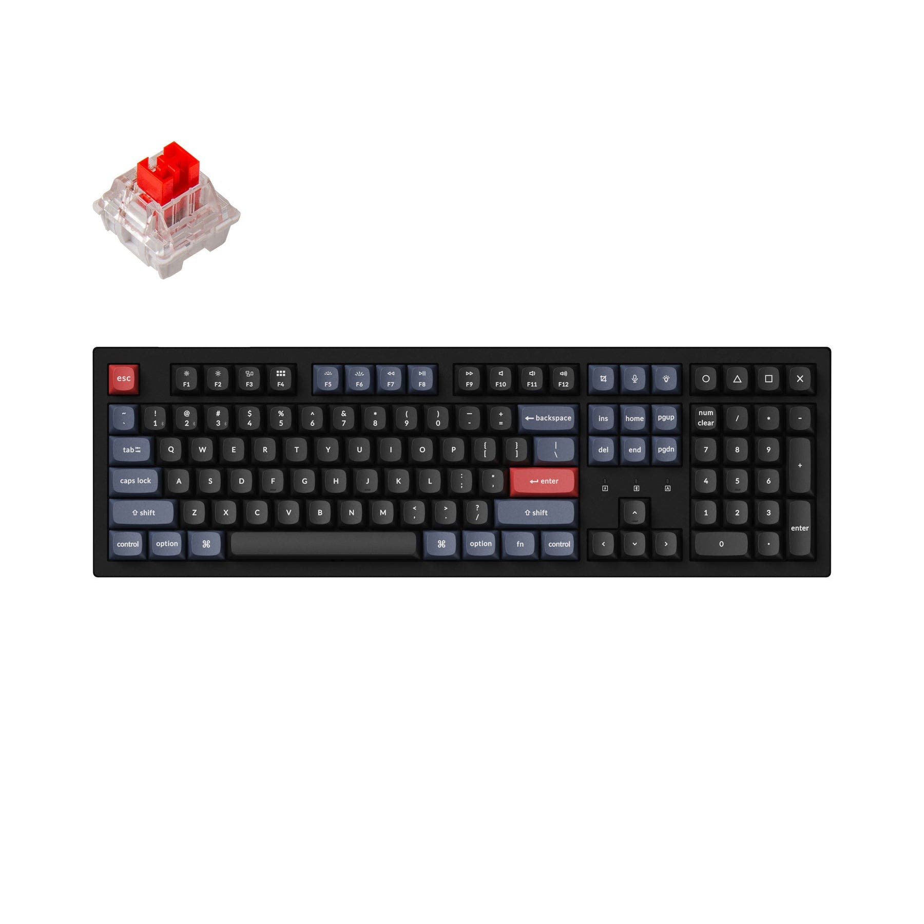 Keychron K10 Pro QMK/VIA Wireless Mechanical Keyboard (US ANSI Layout) Black - Fully Assembled (Hot-Swappable) / White Backlight / Keychron K Pro Red