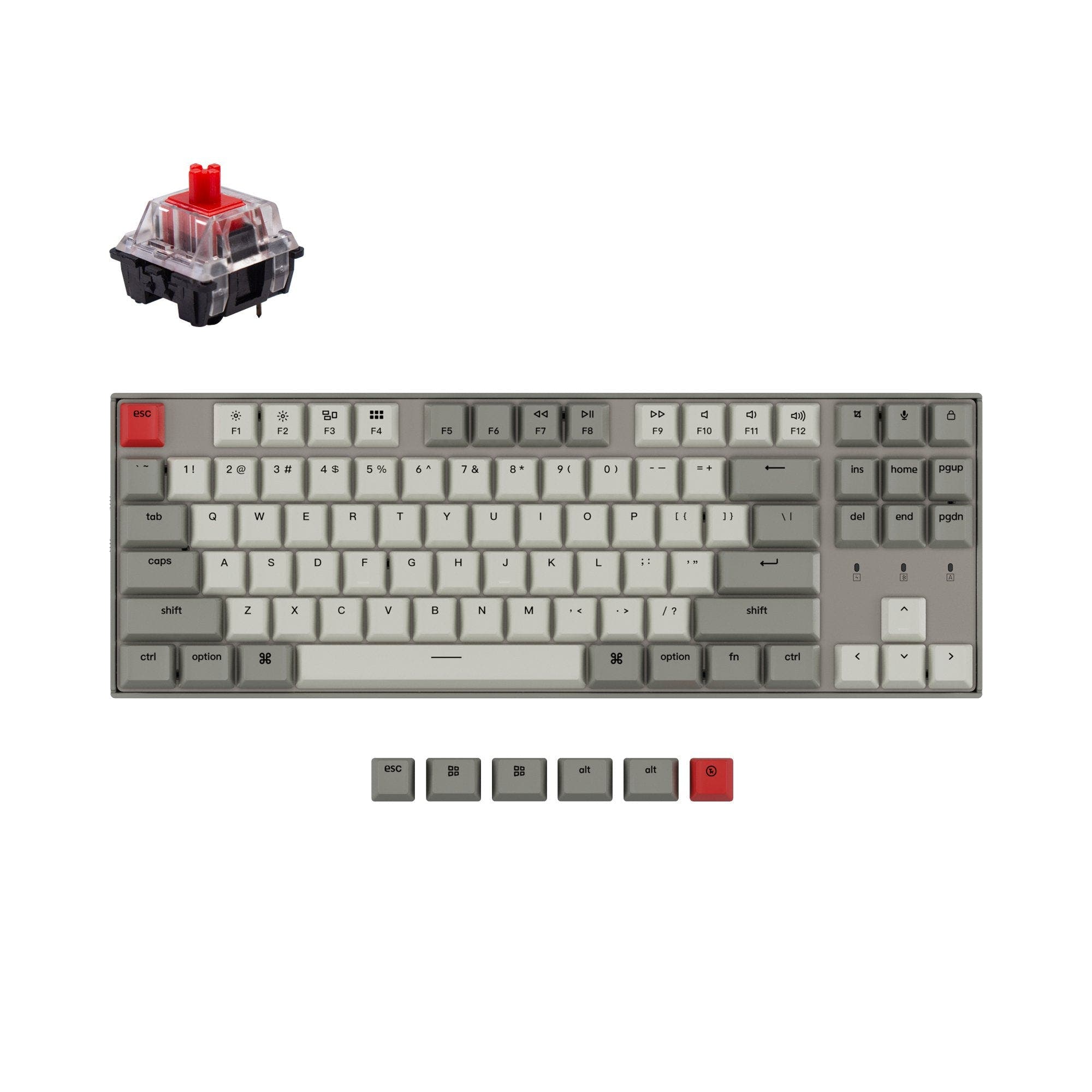 Keychron K8 Non-Backlight Wireless Mechanical Keyboard (US ANSI Layout) Non-Backlight / Keychron Mechanical / Red