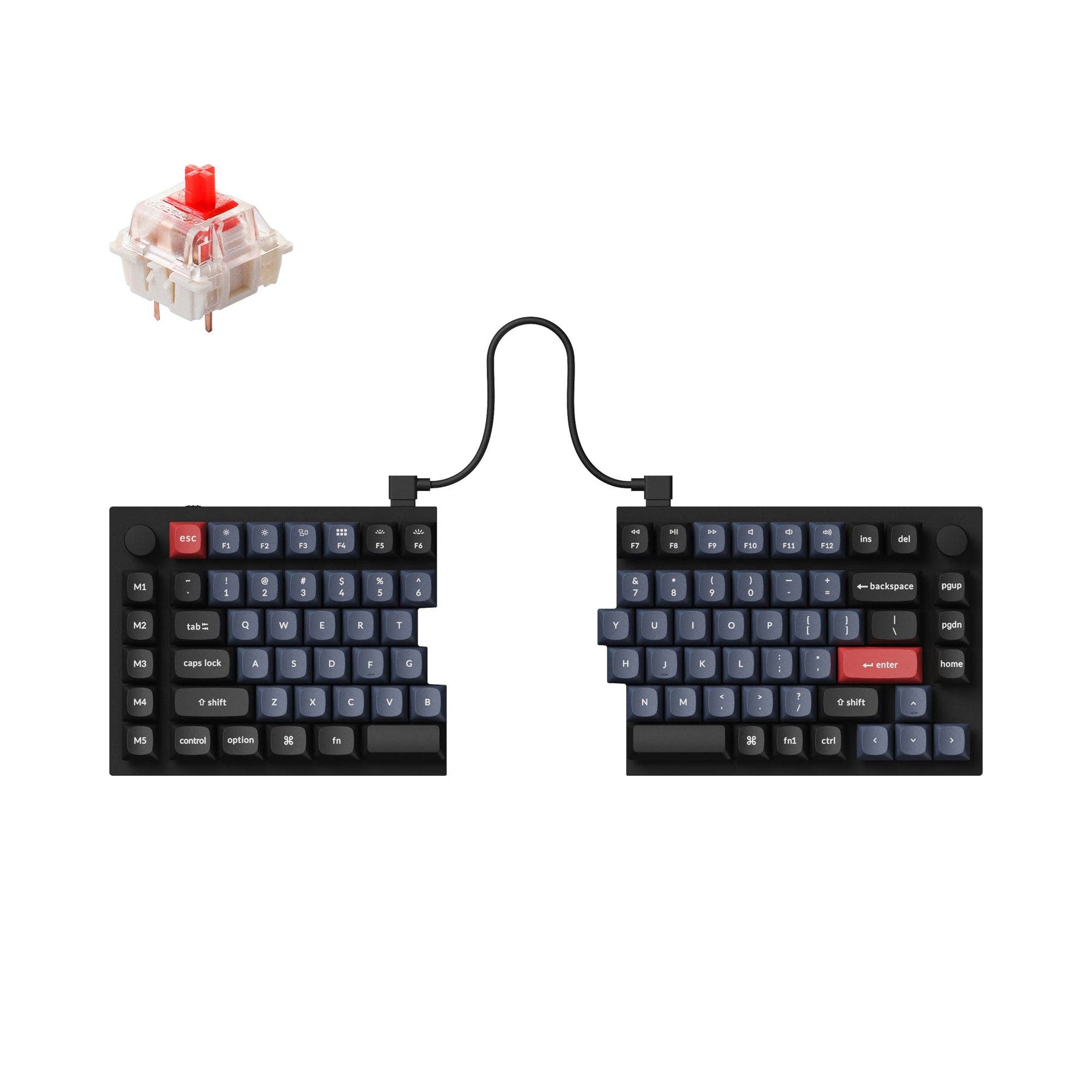 Keychron Q11 QMK Custom Mechanical Keyboard (US Layout) Fully Assembled Knob / Carbon Black - A / Gateron G Pro Red