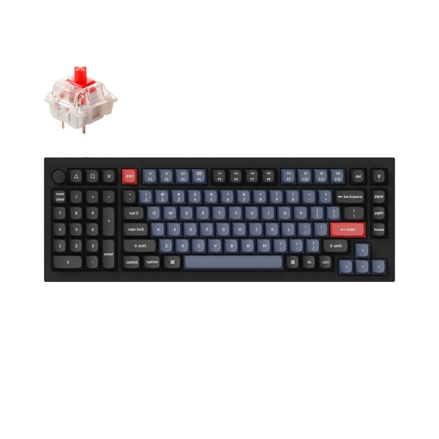 Keychron Q12 QMK Custom Mechanical Keyboard (US Layout) Fully Assembled Knob / Carbon Black - A / Gateron G Pro Red