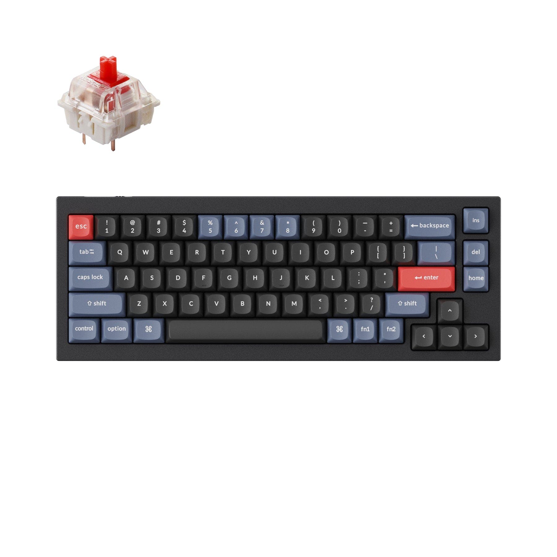 Keychron Q2 QMK Custom Mechanical Keyboard (US ANSI Layout) Fully Assembled / Carbon Black - B / Gateron G Pro Red