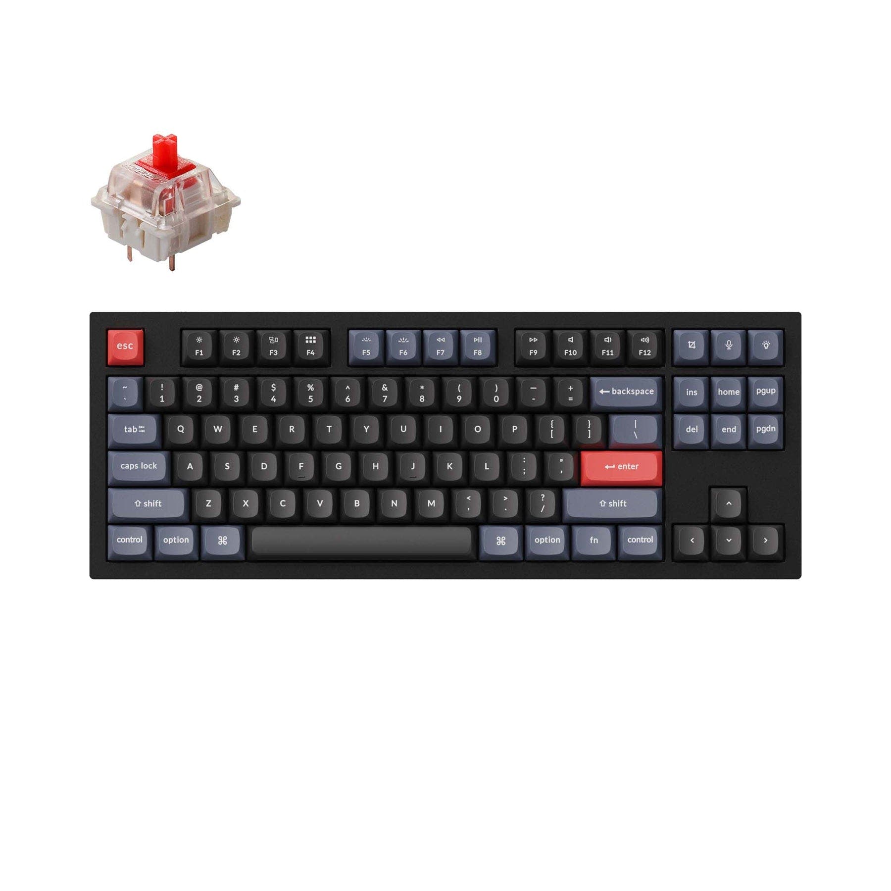 Keychron Q3 QMK Custom Mechanical Keyboard (US ANSI Layout) Fully Assembled / Carbon Black / Gateron G Pro Red