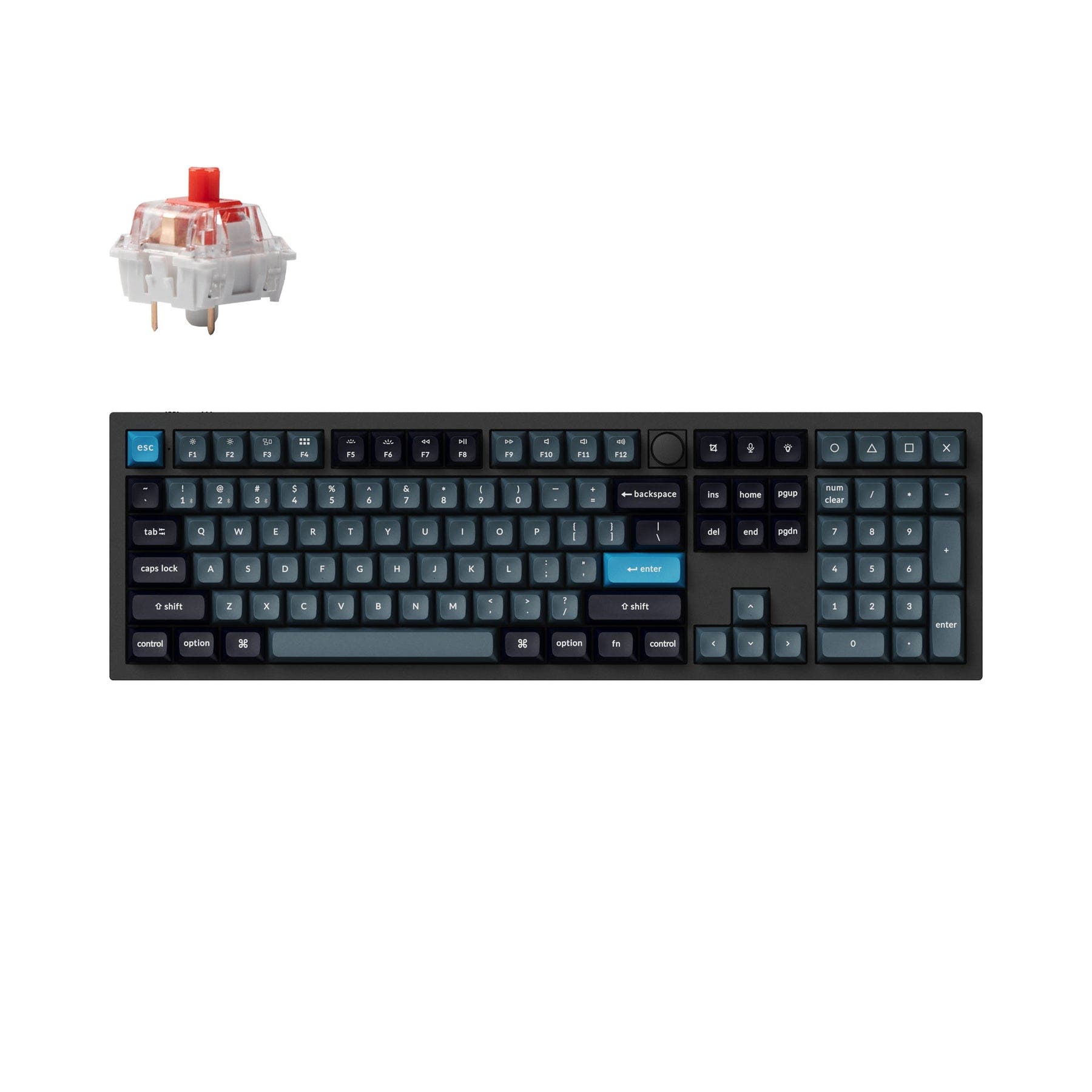 Keychron Q6 Pro QMK/VIA Wireless Custom Mechanical Keyboard (US Layout) Fully Assembled Knob / Carbon Black / Keychron K Pro Red