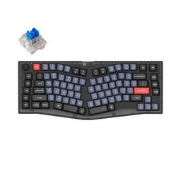 Keychron V10 (Alice Layout) QMK Custom Mechanical Keyboard (US ANSI Layout) as variant: Fully Assembled Knob / Frosted Black (Translucent) / Keychron K Pro Blue