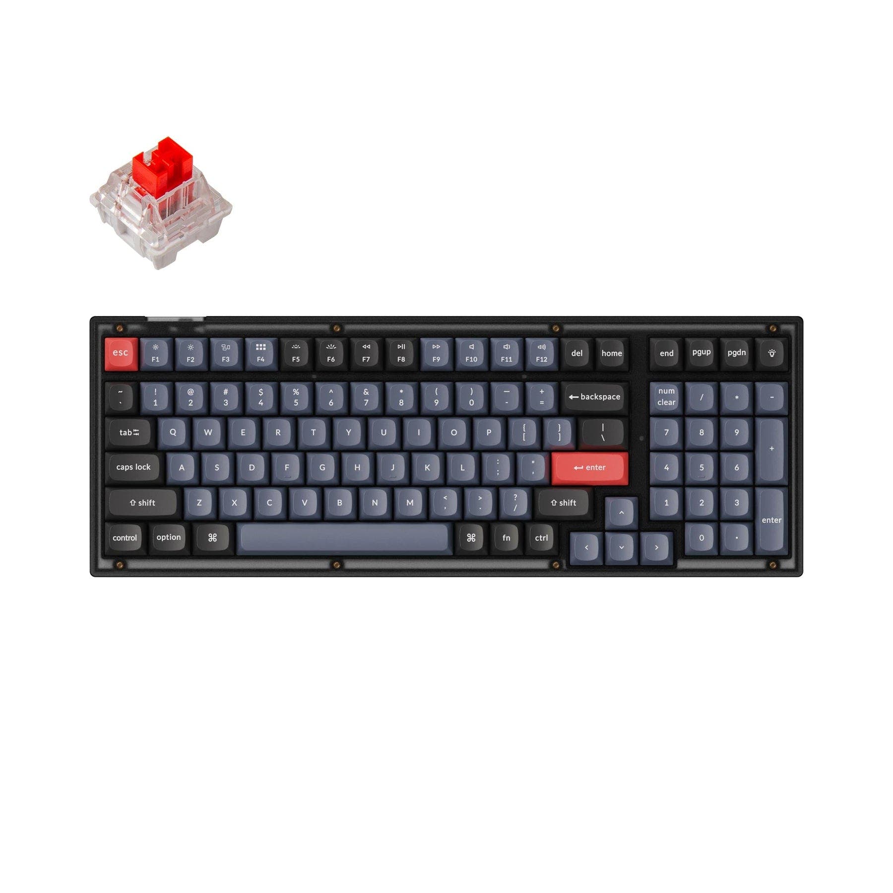 Keychron V5 QMK Custom Mechanical Keyboard (US ANSI Layout) Fully Assembled / Frosted Black (Translucent) / Keychron K Pro Red