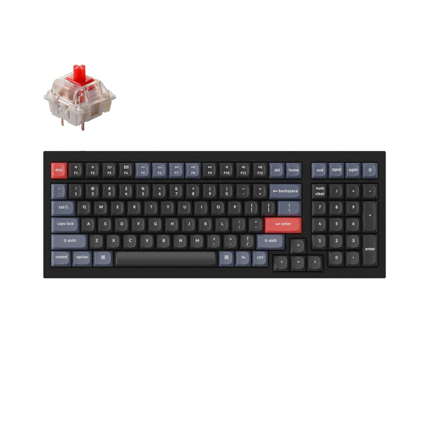 Keychron Q5 QMK Custom Mechanical Keyboard (US ANSI Layout) Fully Assembled / Carbon Black - B / Gateron G Pro Red