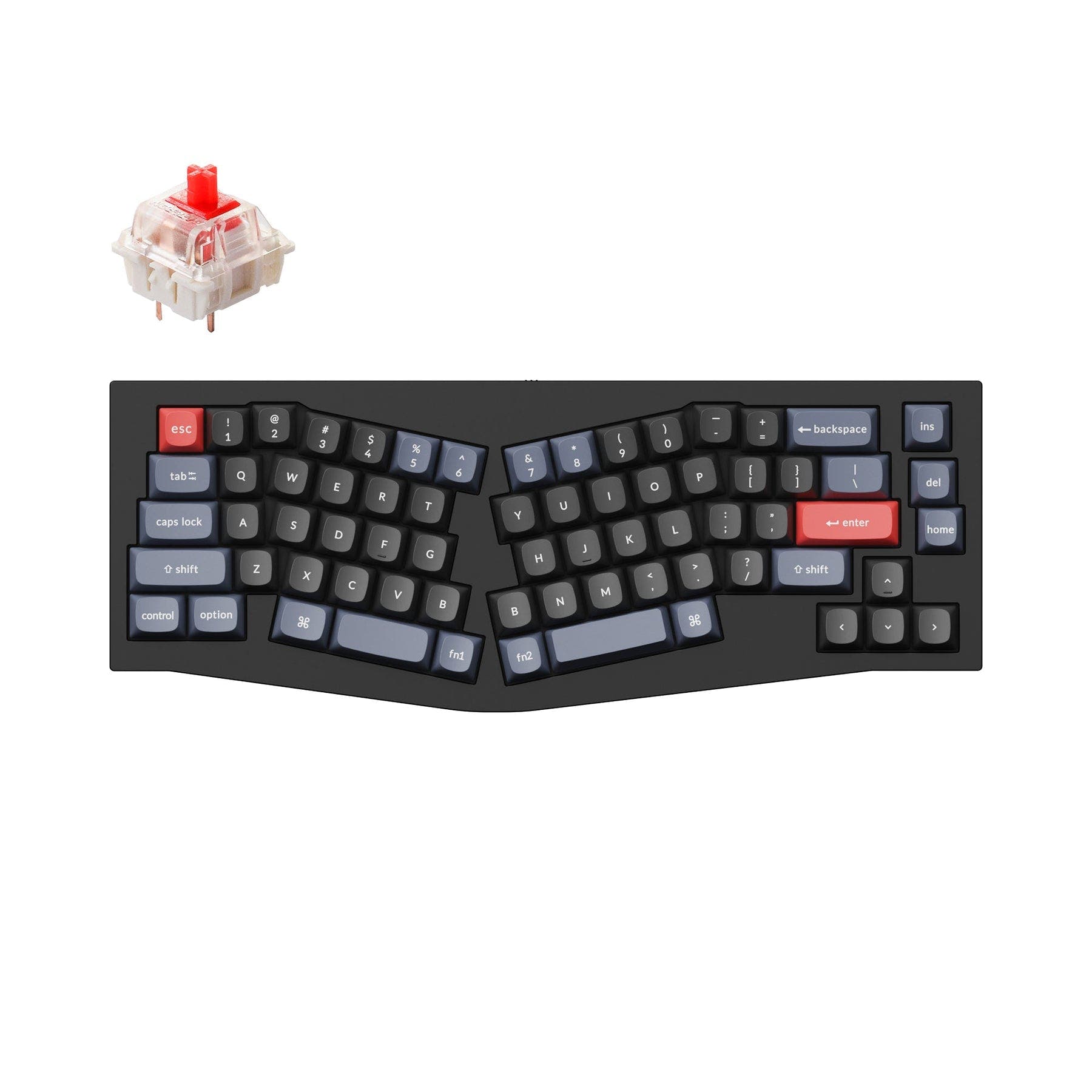 Keychron Q8 (Alice Layout) QMK Custom Mechanical Keyboard (US ANSI Layout) Fully Assembled / Carbon Black - B / Gateron G Pro Red
