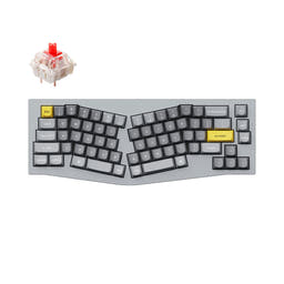 Keychron Q8 (Alice Layout) QMK Custom Mechanical Keyboard (US ANSI Layout) as variant: Fully Assembled / Silver Grey - B / Gateron G Pro Red