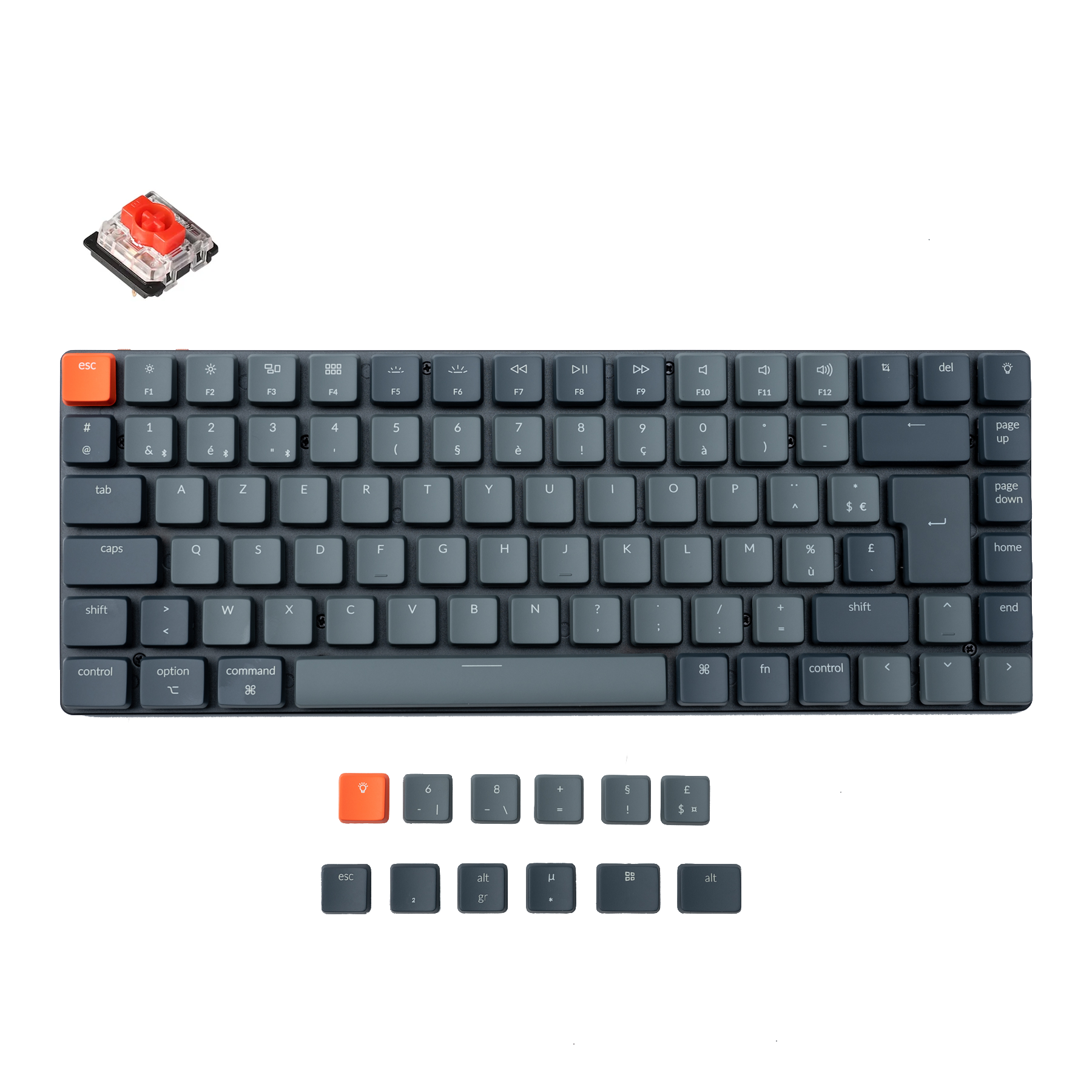 Keychron K3 Ultra-slim Wireless Mechanical Keyboard FR-ISO Layout White Backlight / Low Profile Keychron Optical（Hot-Swappable） / Red