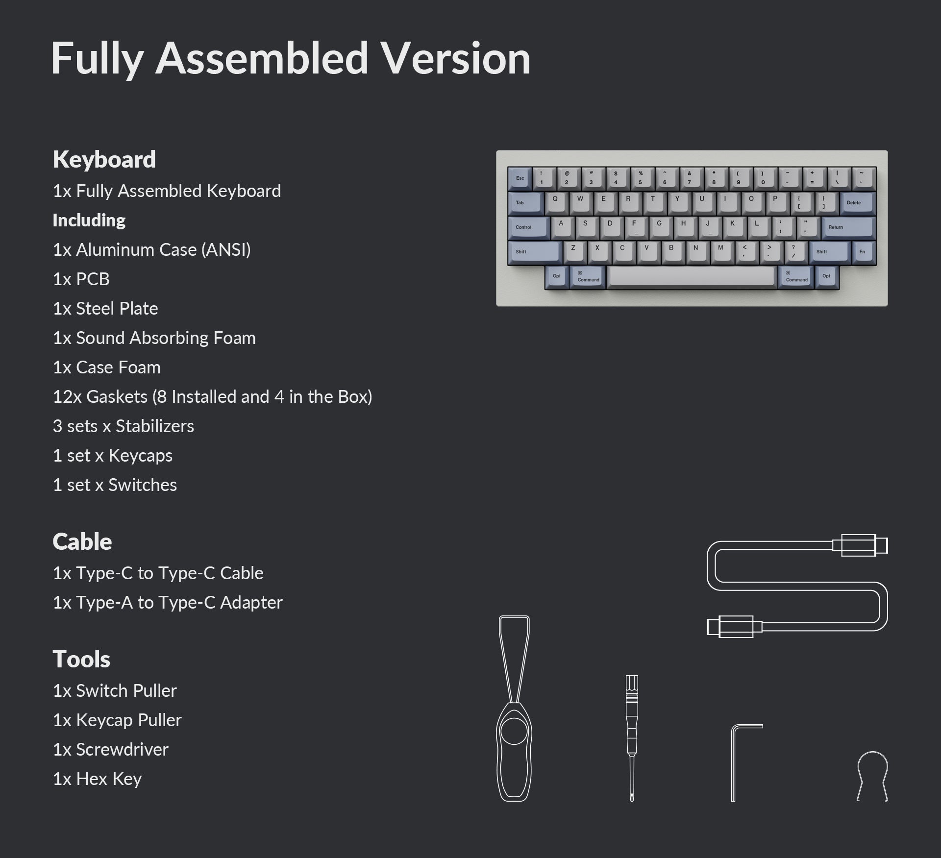 Pack list of Keychron Q60 60% Layout Custom Mechanical Keyboard