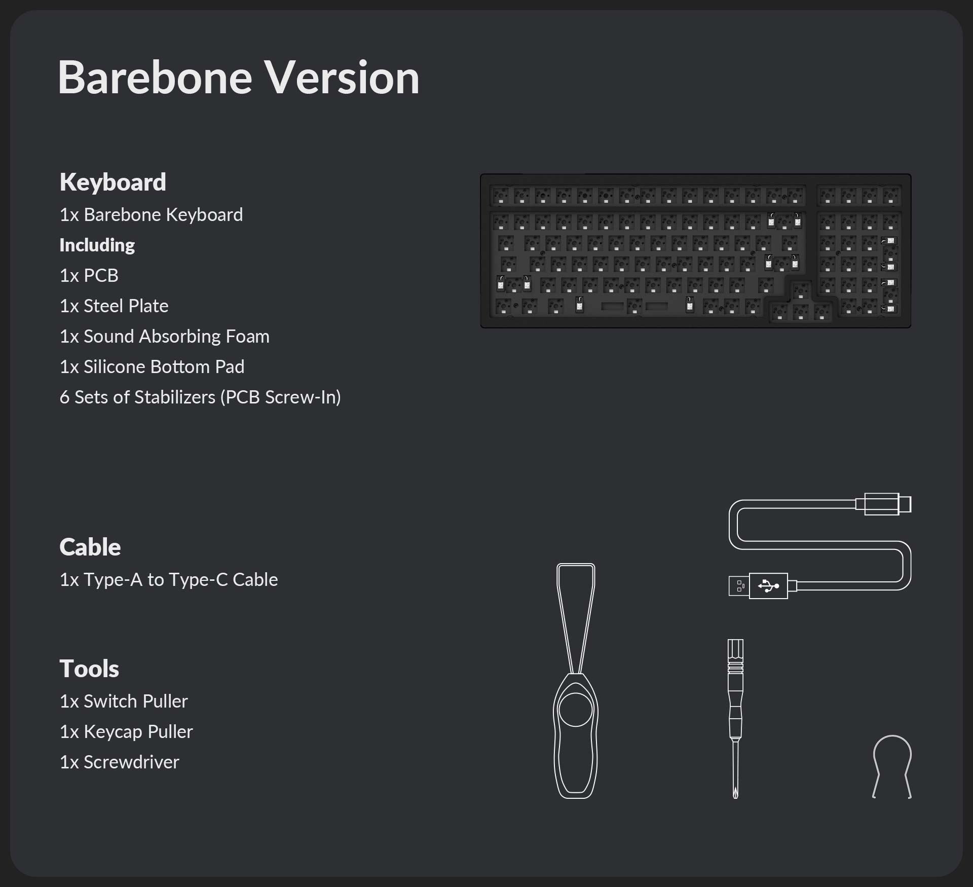 Pack List of Keychron K4 Pro Barebone Custom Mechanical Keyboard