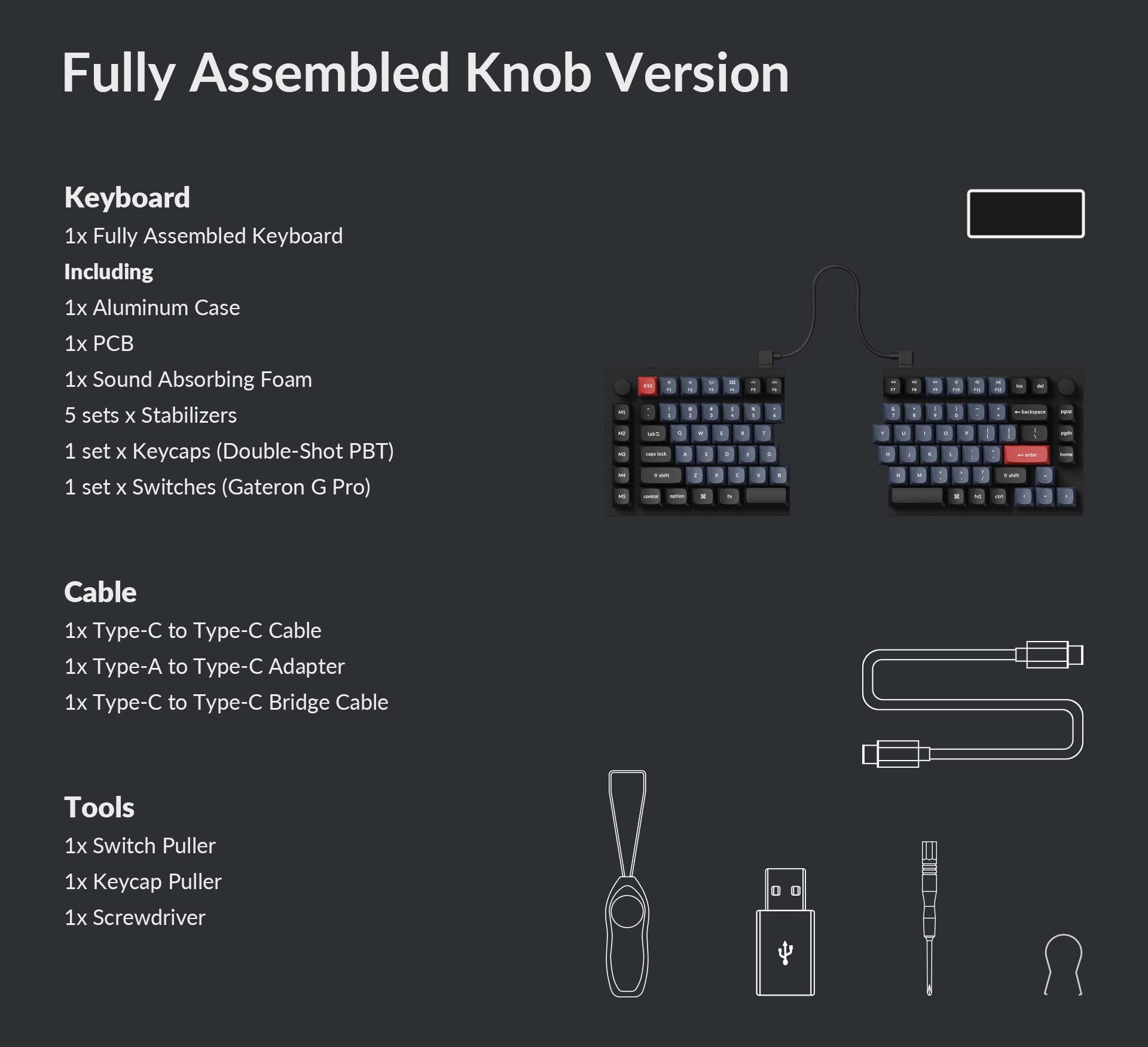 Pack list of Keychron Q11 75% Layout Split QMK/VIA Custom Mechanical Keyboard