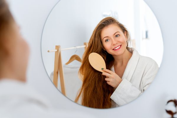 brushing hair