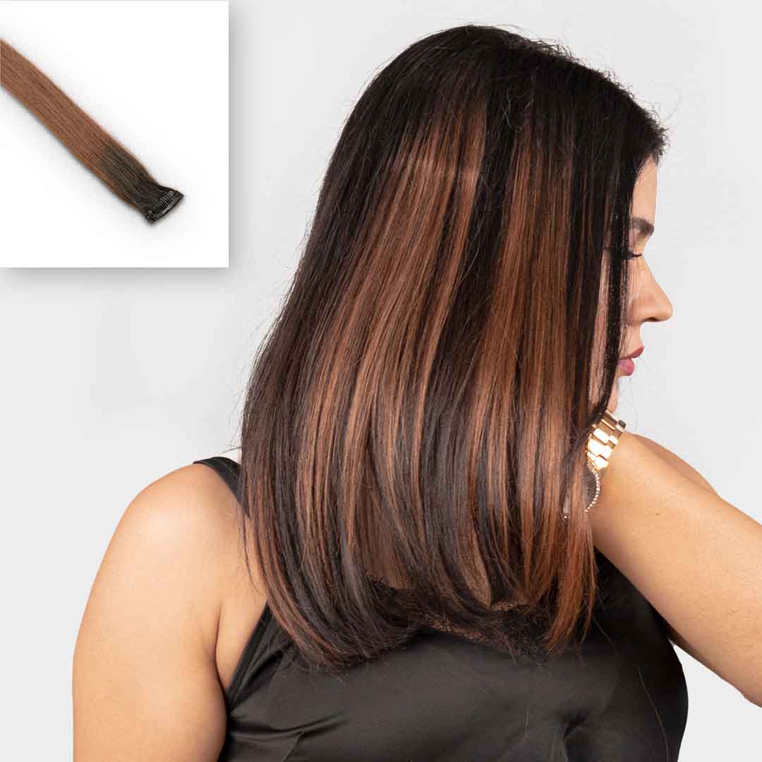 fattige Rekvisitter mikrofon Copper Brown Single Clip Highlights - Gemeria Hair - Gemeria Hair