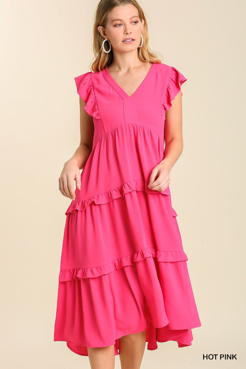 Umgee Clothing Pink Tiered Babydoll Tunic Top with Crochet Sleeves –  Hometown Heritage Boutique