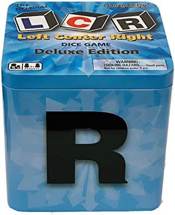 LCR Deluxe Dice Game Left Center Right Metal Tin