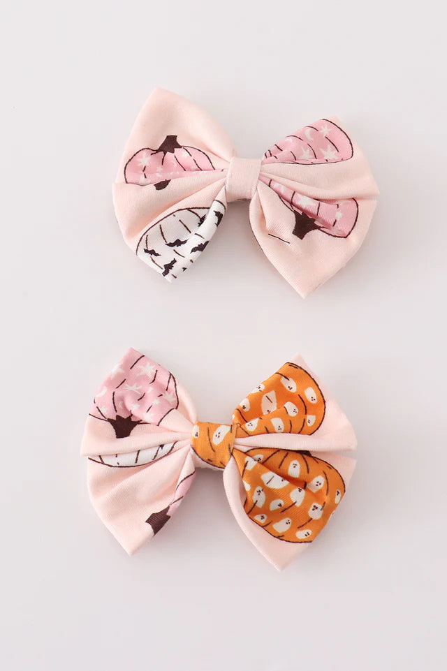 Abby & Evie Pink Pumpkin Piggie Hair Bow MC404642