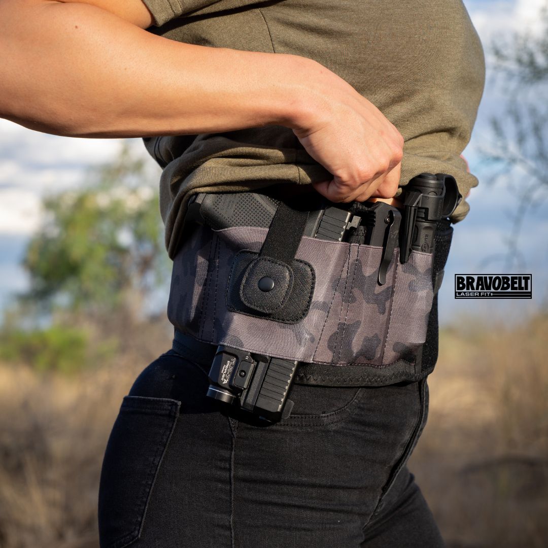 BravoBelt Laser Fit Edition - Belly Band Holster for Concealed Carry   Compatible with Red Dot, Lasers & Tactical TLR Light Systems -Unisex (Black)