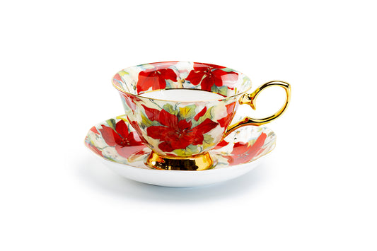 Poinsettia Fine Porcelain Tea Bag Holder Set of 4