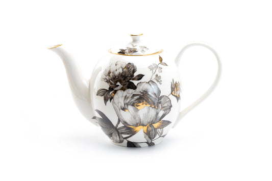 Grace Teaware Black Gold Scallop Teapot + Raven Tea Cup and Saucer Sets –  GracieChinaShop