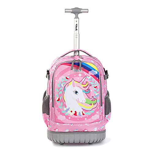 Tilami Rolling Backpack 19 inch Wheeled Cute LAPTOP Boys Girls Travel School Student Trip，Little Unicorn