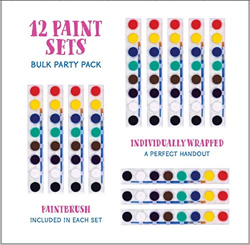 Washable Paint Set for Kids Arts and Crafts Projects - Bulk Set of 12 Non-Toxic Washable Paint Sets - Perfect for Home, Classroom and Birthday or Art Party - Includes 12 Filled Paint Strips with 8 Vivid Mixable Colors and 12 Premium Paintbrushes