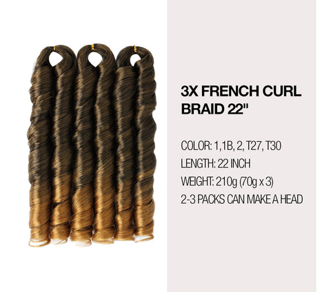 Authentic 3x French Curl Braid 22"