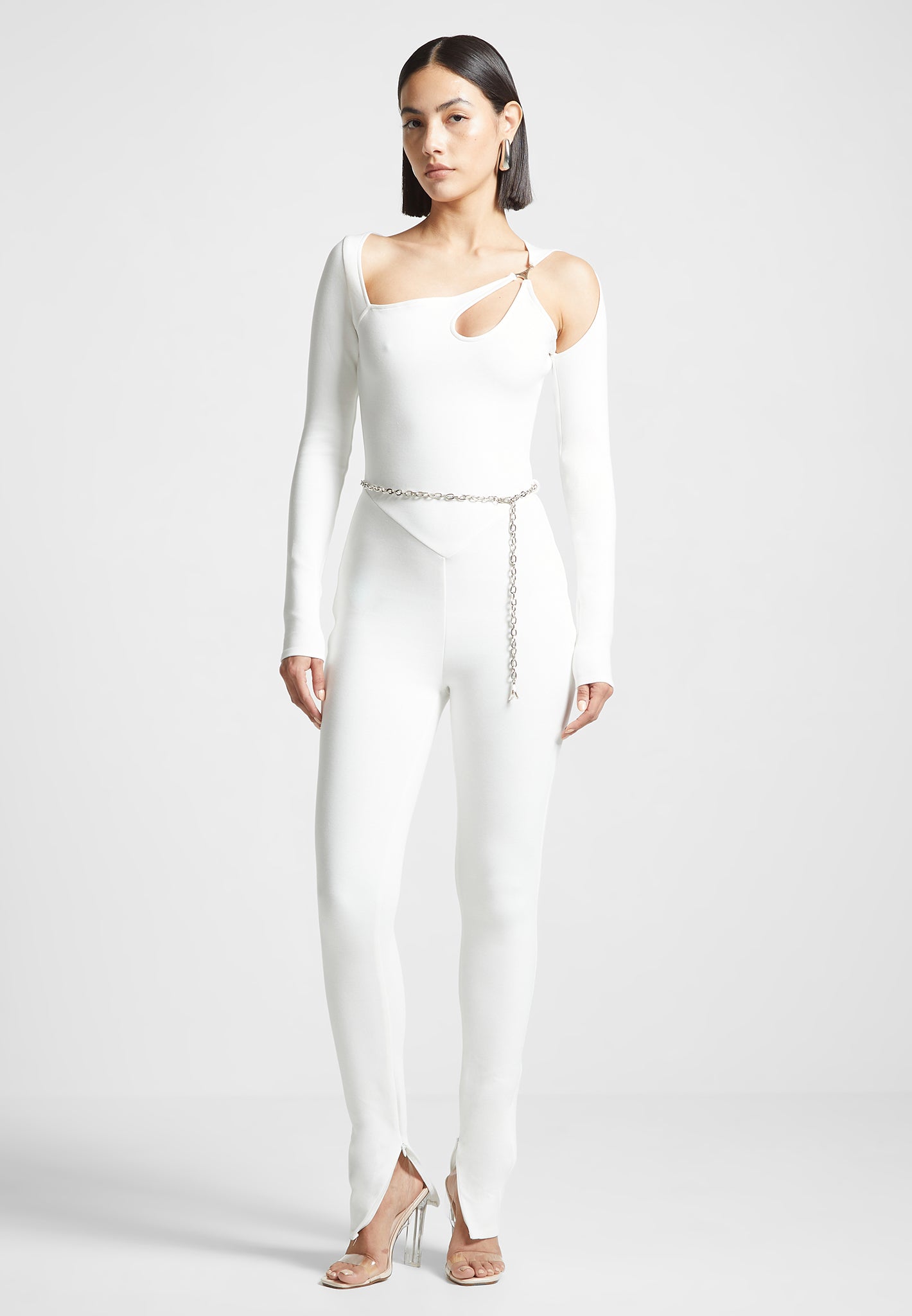 Éternelle Sheer Long Sleeve Bodysuit - White