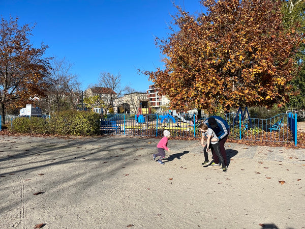 Happy family having fun in the park.