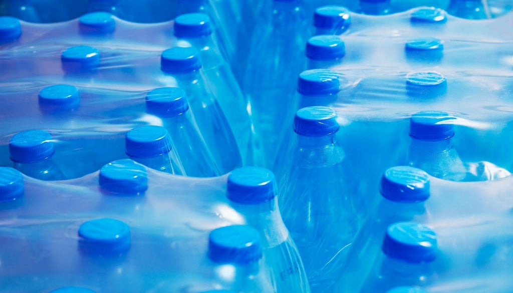 Bottled water in recycled plastic