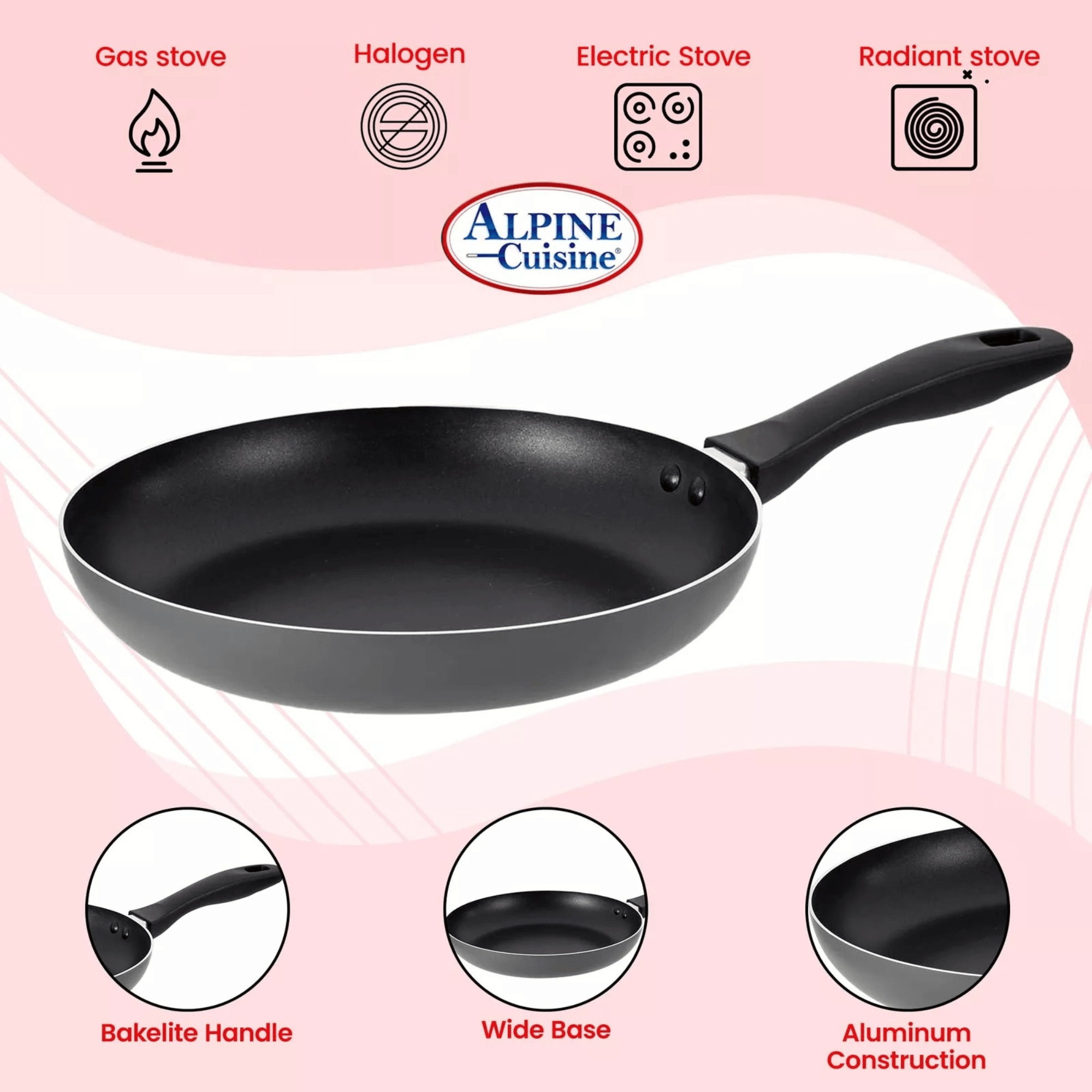 Alpine Cuisine - Non-Stick 3-Piece Aluminum Fry Pan Set image 4