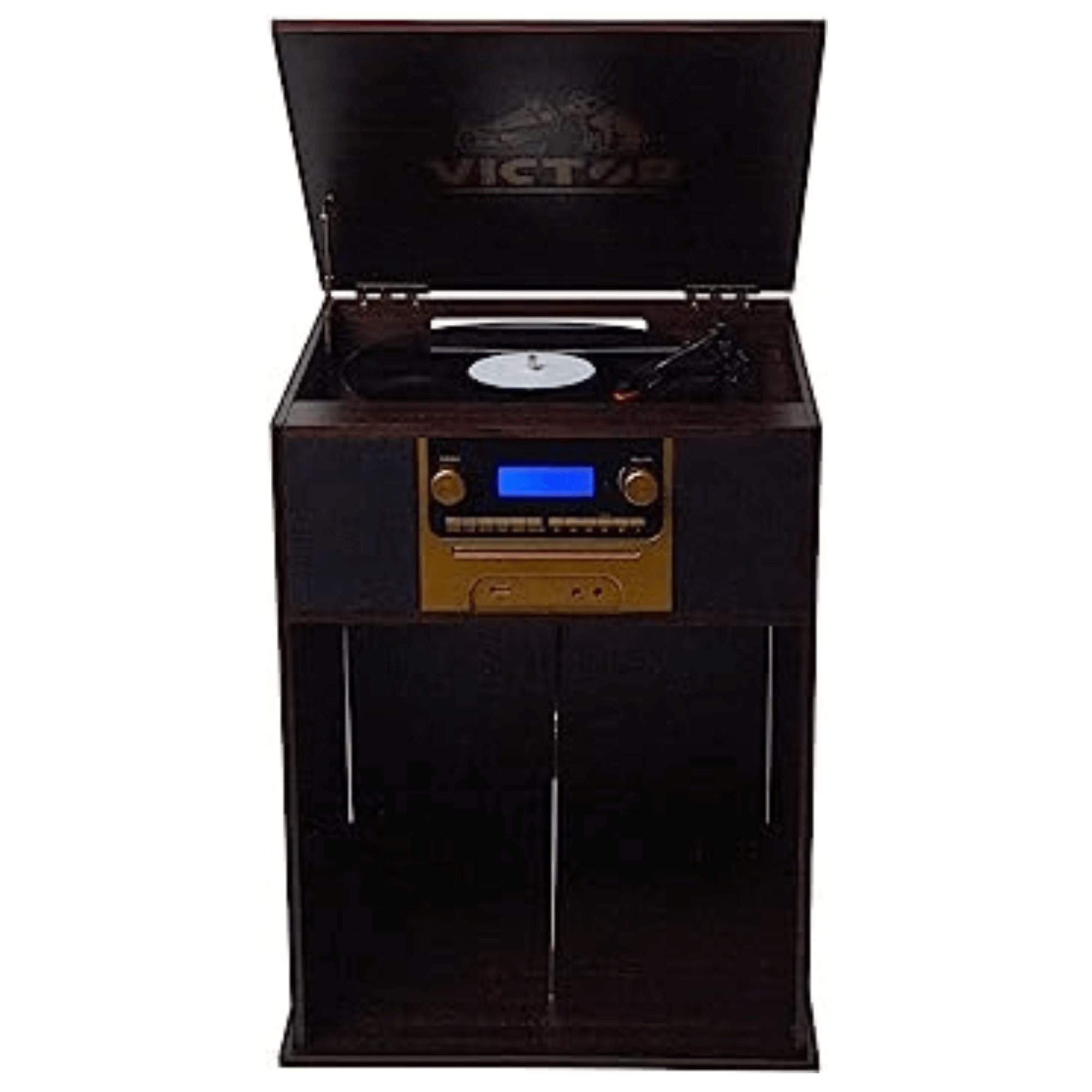 Victor Audio - Victor Boyleston 7-in-1 3-Speed Turntable Music Center w Album Storage and USB Port image 5