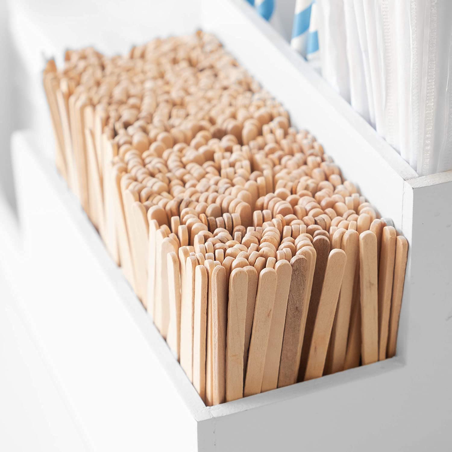 50Pcs Disposable Wooden Coffee Stirrers Hot Cold Drinking Stir Beverage Stir  Sticks Biodegradable Kitchen Utensils Bar