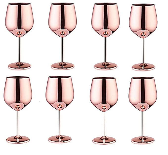 Copper Plated Stemmed Wine Glasses Shatter Proof Copper 