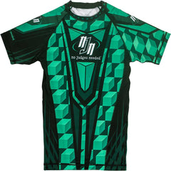 Green M1 BJJ Rash Guard Short Sleeve | No Judges Needed