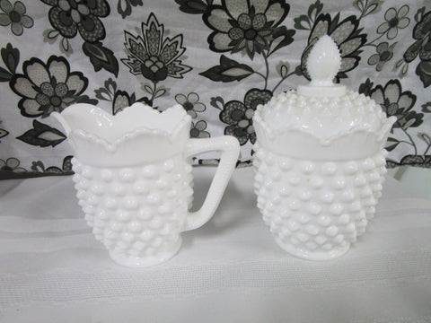 Fenton White Milk Glass Sugar & Creamer Set