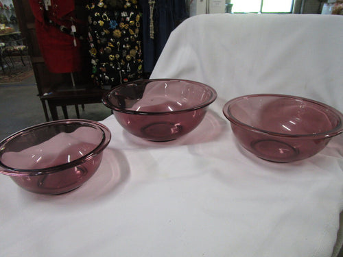 Vintage Cranberry Pyrex Mixing Bowl Set Set of Four Pyrex Bowls