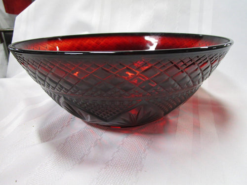 Collectible Vintage Large 9 Ruby Red Glass Bowl Made in France