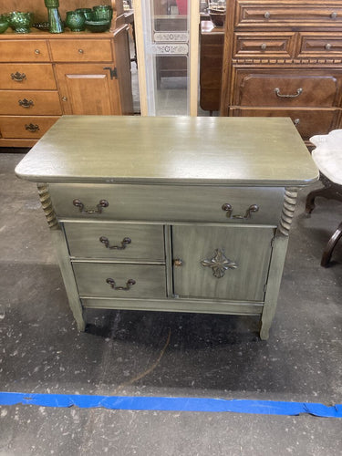 Vintage Hoosier Cabinet with Pull Out Porcelain Top and Bread Box